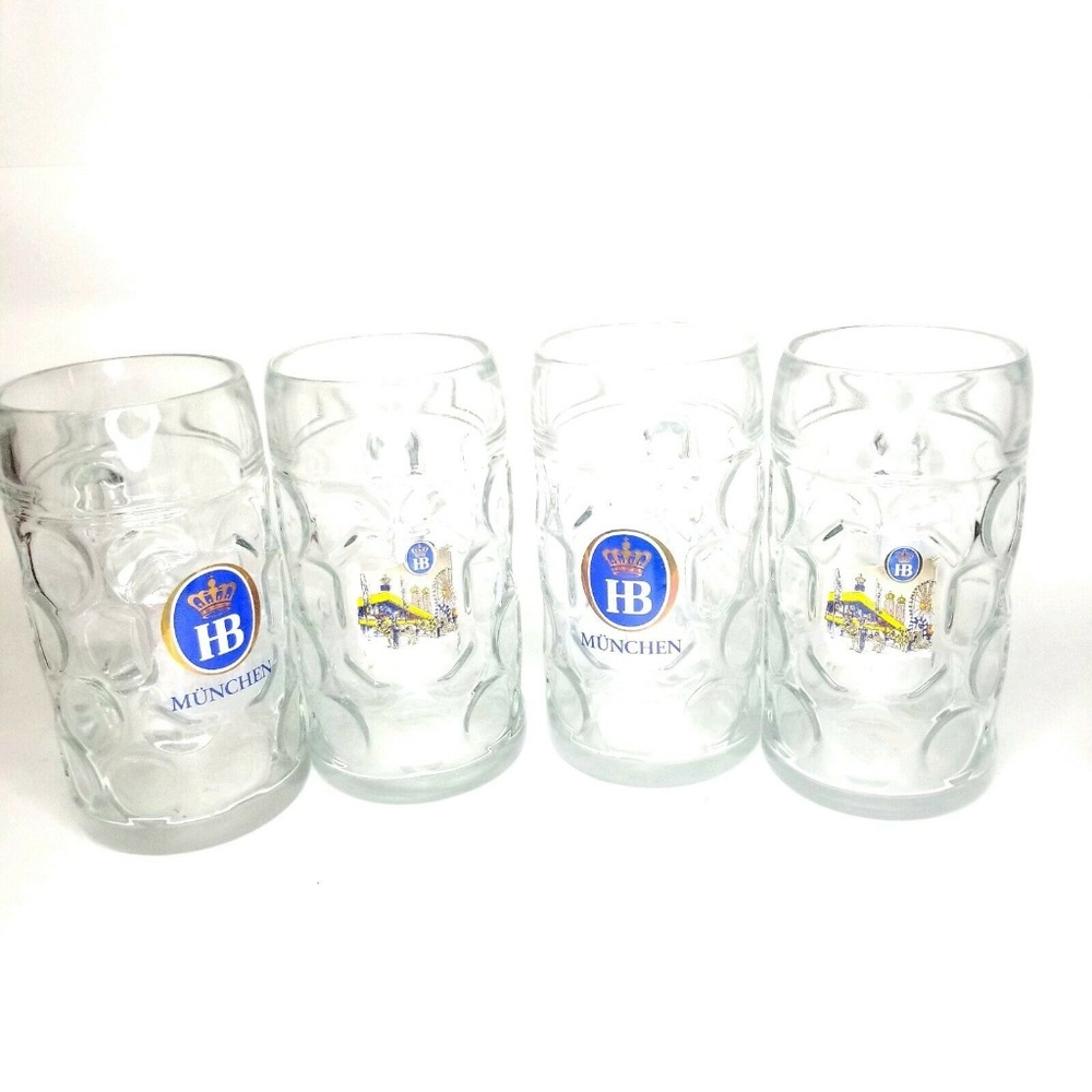 HB München 1 L Dimpled Glass Stein Set Of 4